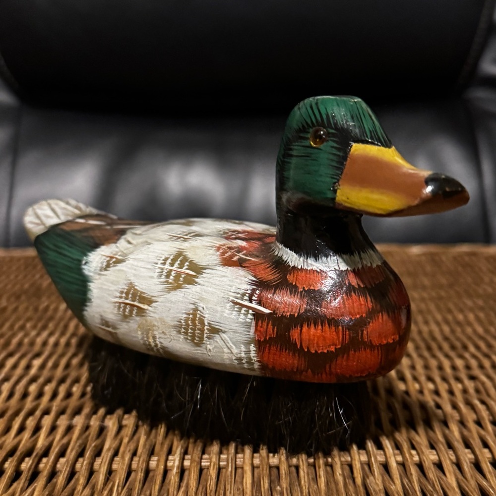 Handcrafted Duck Brush Figurine - Multicolor